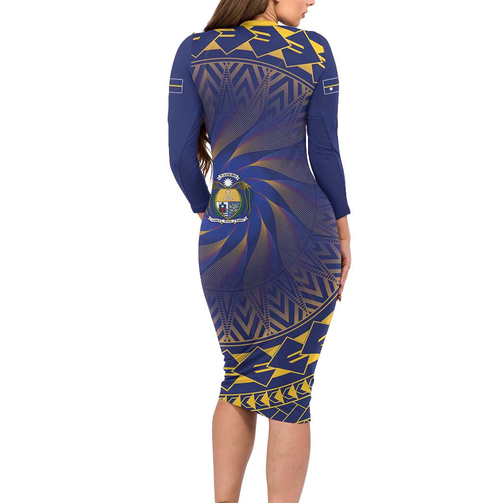Nauru Angam Day Family Matching Long Sleeve Bodycon Dress and Hawaiian Shirt Polynesian Tribal Pattern Unique Style - Polynesian Pride