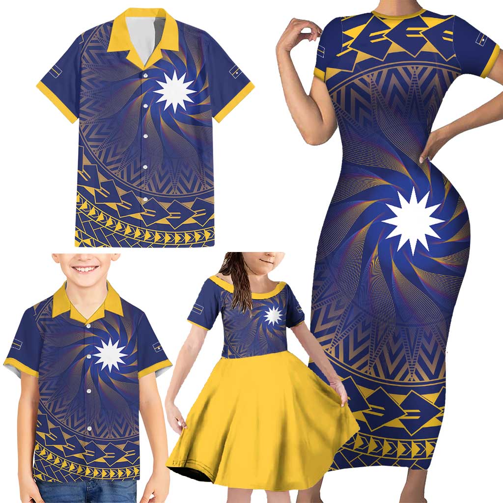 Nauru Angam Day Family Matching Short Sleeve Bodycon Dress and Hawaiian Shirt Polynesian Tribal Pattern Unique Style - Polynesian Pride