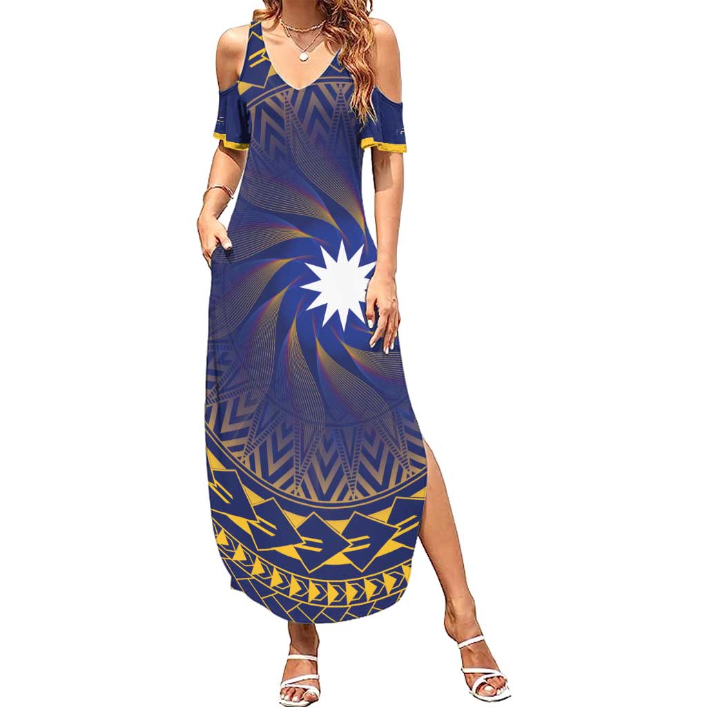 Nauru Angam Day Family Matching Summer Maxi Dress and Hawaiian Shirt Polynesian Tribal Pattern Unique Style - Polynesian Pride