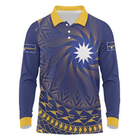 Nauru Angam Day Long Sleeve Polo Shirt Polynesian Tribal Pattern Unique Style - Polynesian Pride
