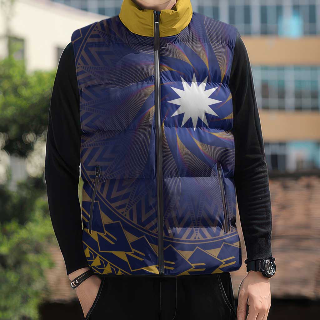 Nauru Angam Day Sleeveless Puffer Jacket Polynesian Tribal Pattern Unique Style - Polynesian Pride