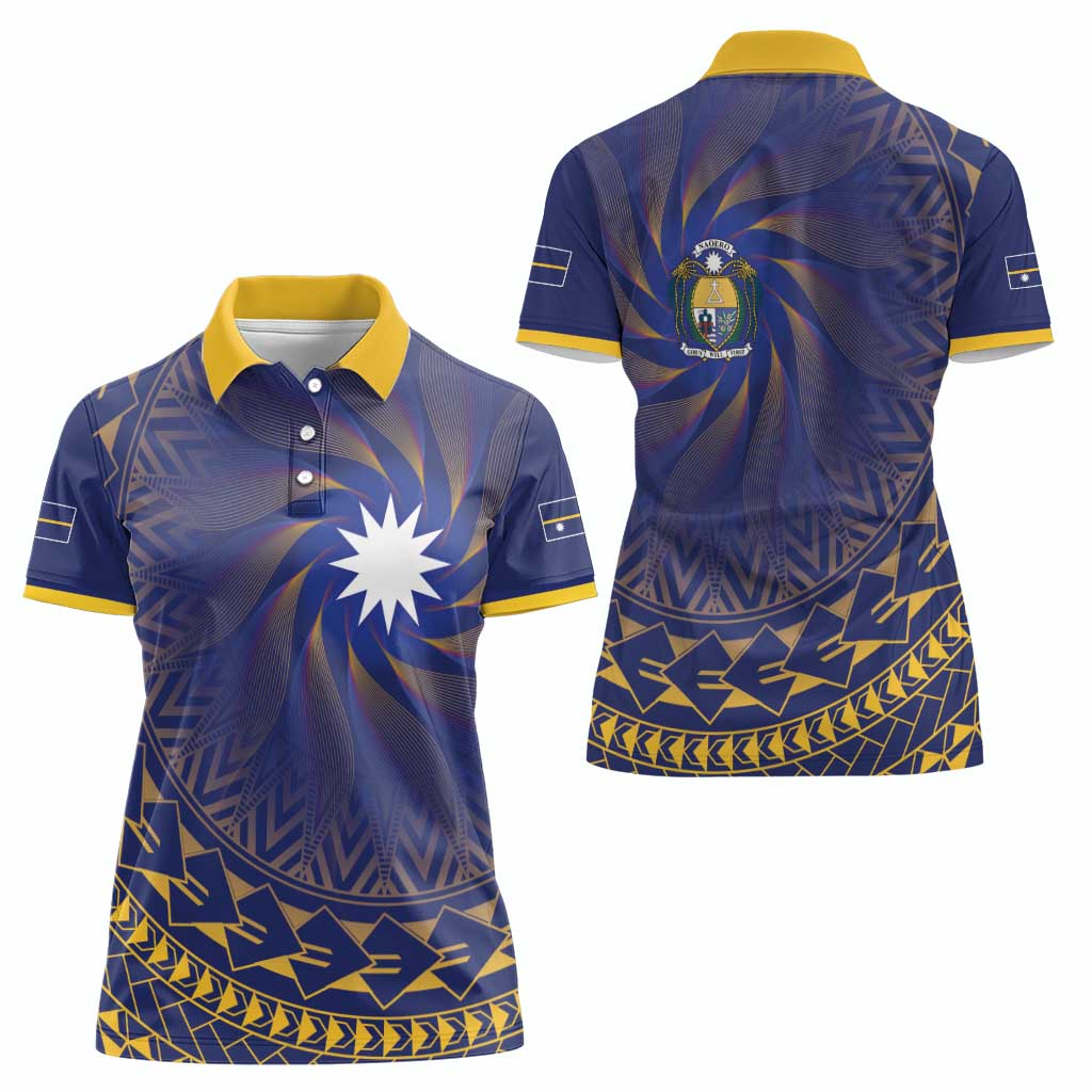 Nauru Angam Day Women Polo Shirt Polynesian Tribal Pattern Unique Style - Polynesian Pride