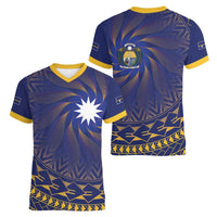 Nauru Angam Day Women V-Neck T-Shirt Polynesian Tribal Pattern Unique Style - Polynesian Pride