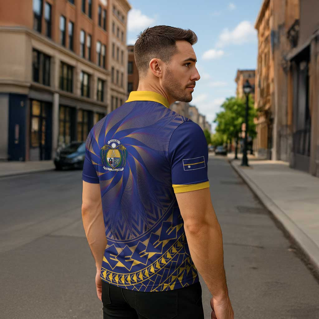 Nauru Angam Day Zipper Polo Shirt Polynesian Tribal Pattern Unique Style - Polynesian Pride