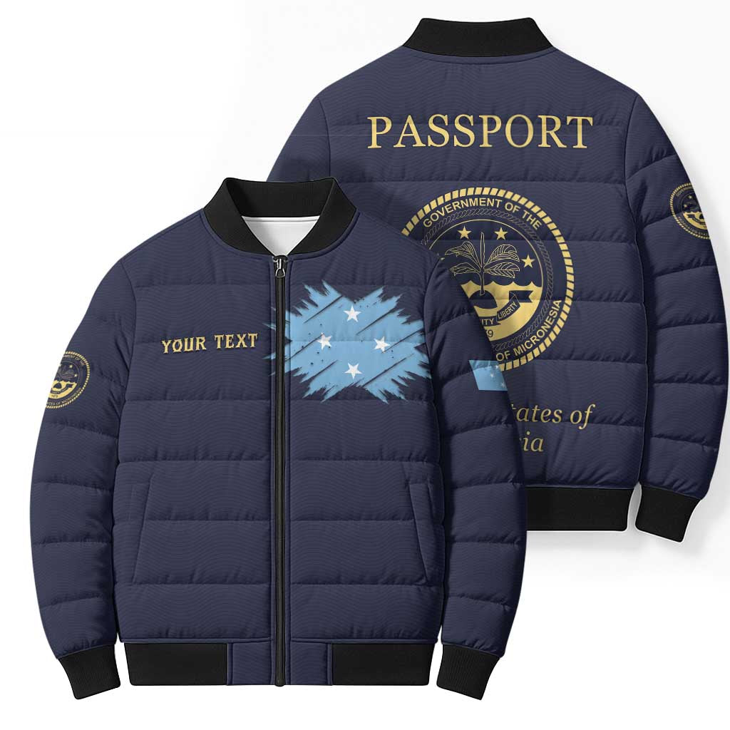 Personalised Federated States Of Micronesia Bomber Puffer Jacket FSM Passport - Polynesian Pride