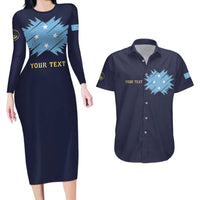 Personalised Federated States Of Micronesia Couples Matching Long Sleeve Bodycon Dress and Hawaiian Shirt FSM Passport - Polynesian Pride