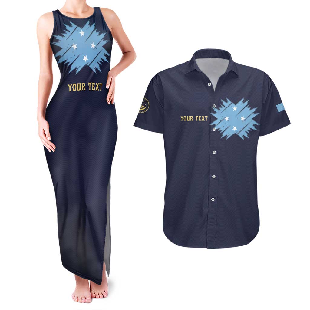 Personalised Federated States Of Micronesia Couples Matching Tank Maxi Dress and Hawaiian Shirt FSM Passport - Polynesian Pride