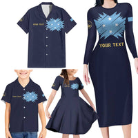 Personalised Federated States Of Micronesia Family Matching Long Sleeve Bodycon Dress and Hawaiian Shirt FSM Passport - Polynesian Pride