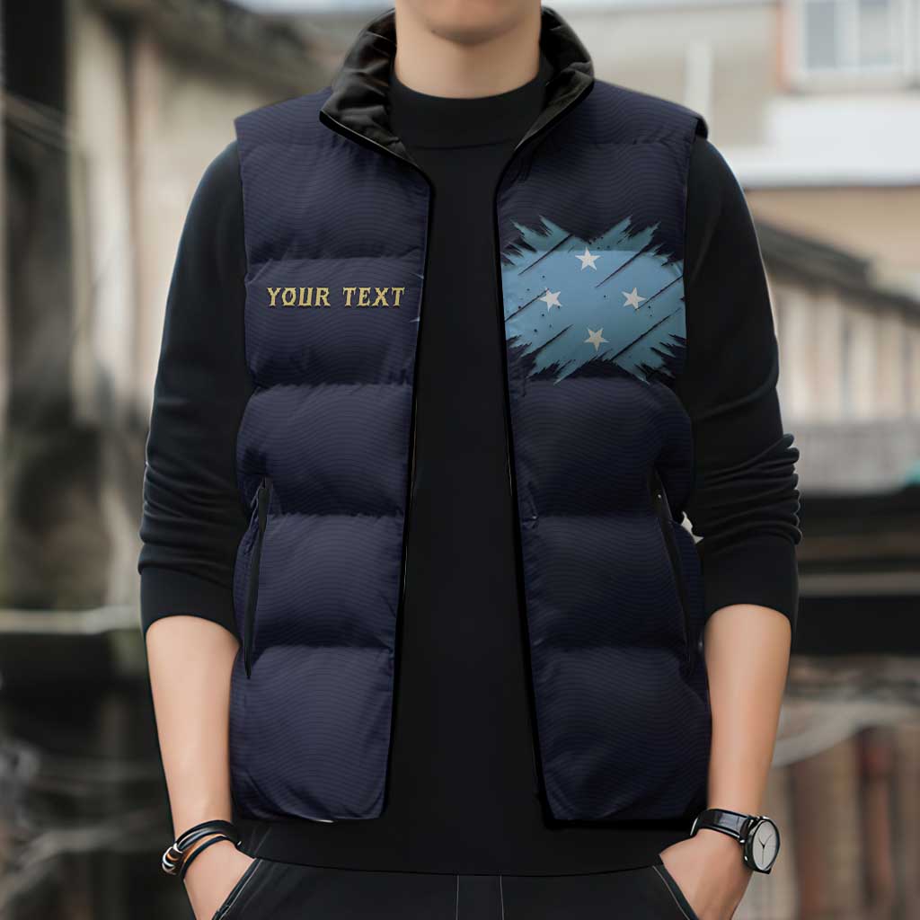 Personalised Federated States Of Micronesia Sleeveless Puffer Jacket FSM Passport - Polynesian Pride
