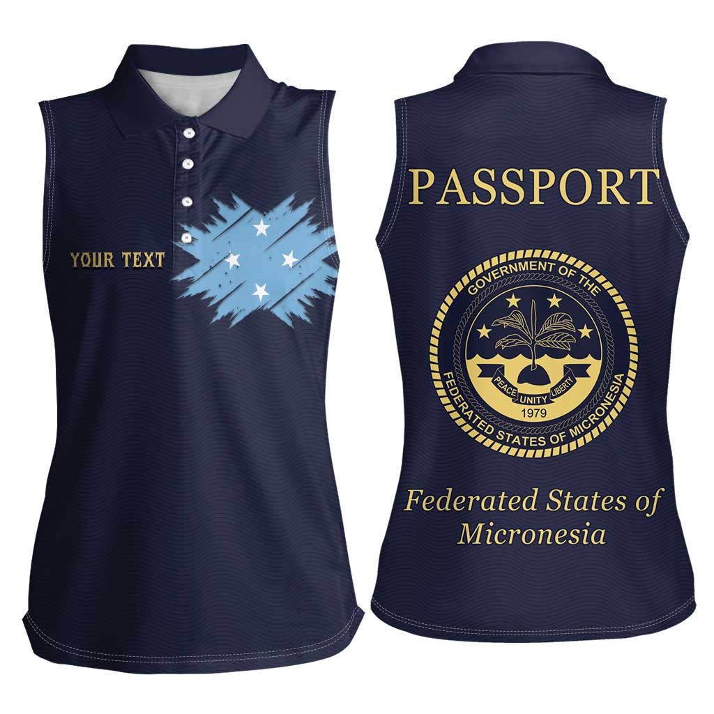 Personalised Federated States Of Micronesia Women Sleeveless Polo Shirt FSM Passport - Polynesian Pride