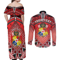 Personalised Tonga Constitution Day Couples Matching Off Shoulder Maxi Dress and Long Sleeve Button Shirt 150 Years Jubilee - Polynesian Pride