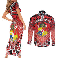 Personalised Tonga Constitution Day Couples Matching Short Sleeve Bodycon Dress and Long Sleeve Button Shirt 150 Years Jubilee LT05 - Polynesian Pride