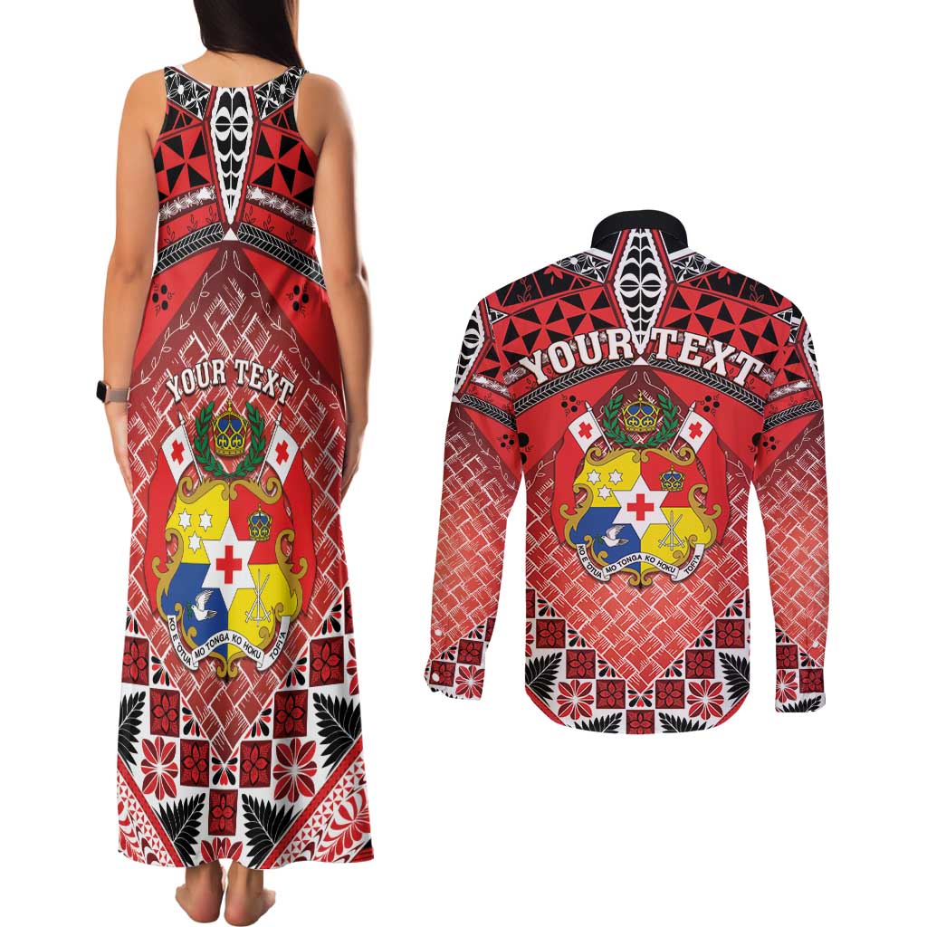 Personalised Tonga Constitution Day Couples Matching Tank Maxi Dress and Long Sleeve Button Shirt 150 Years Jubilee - Polynesian Pride