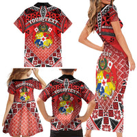 Personalised Tonga Constitution Day Family Matching Short Sleeve Bodycon Dress and Hawaiian Shirt 150 Years Jubilee - Polynesian Pride