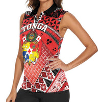 Personalised Tonga Constitution Day Women Sleeveless Polo Shirt 150 Years Jubilee - Polynesian Pride