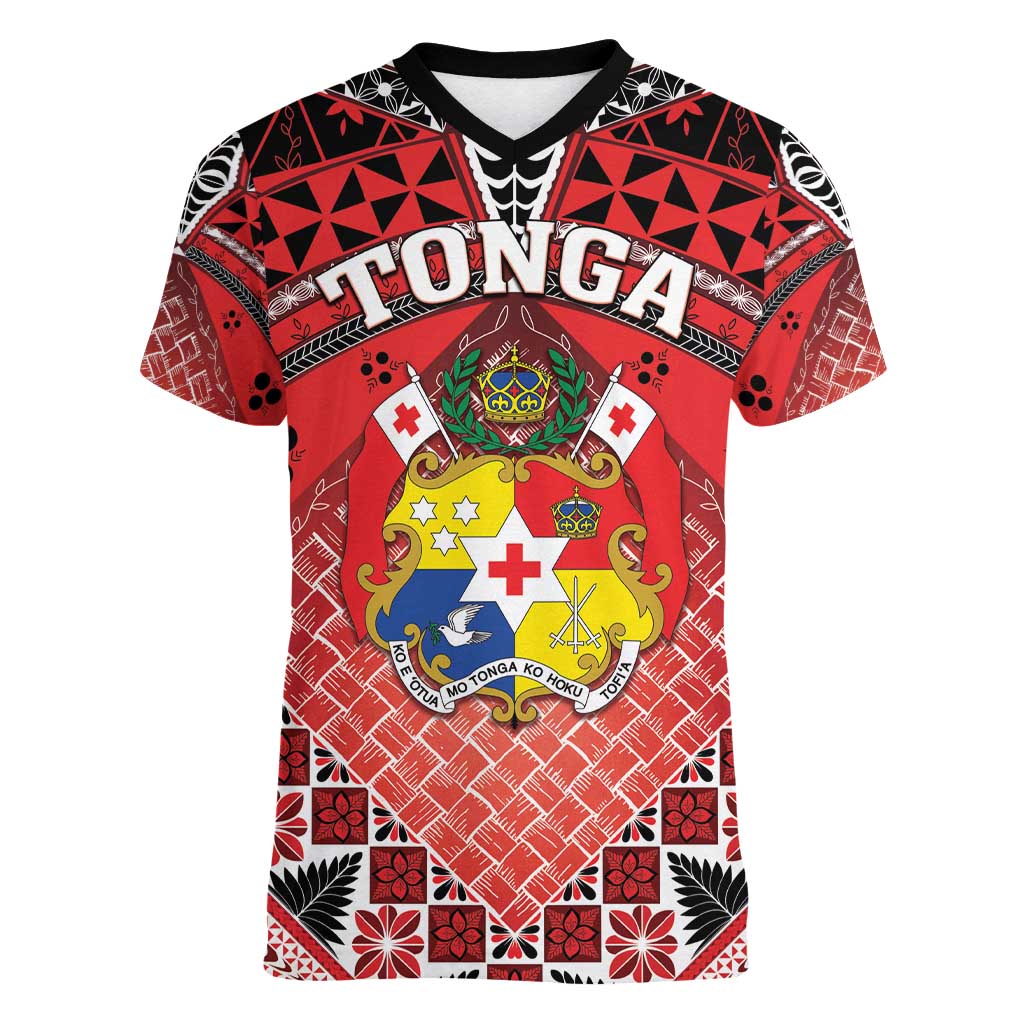 Personalised Tonga Constitution Day Women V-Neck T-Shirt 150 Years Jubilee - Polynesian Pride