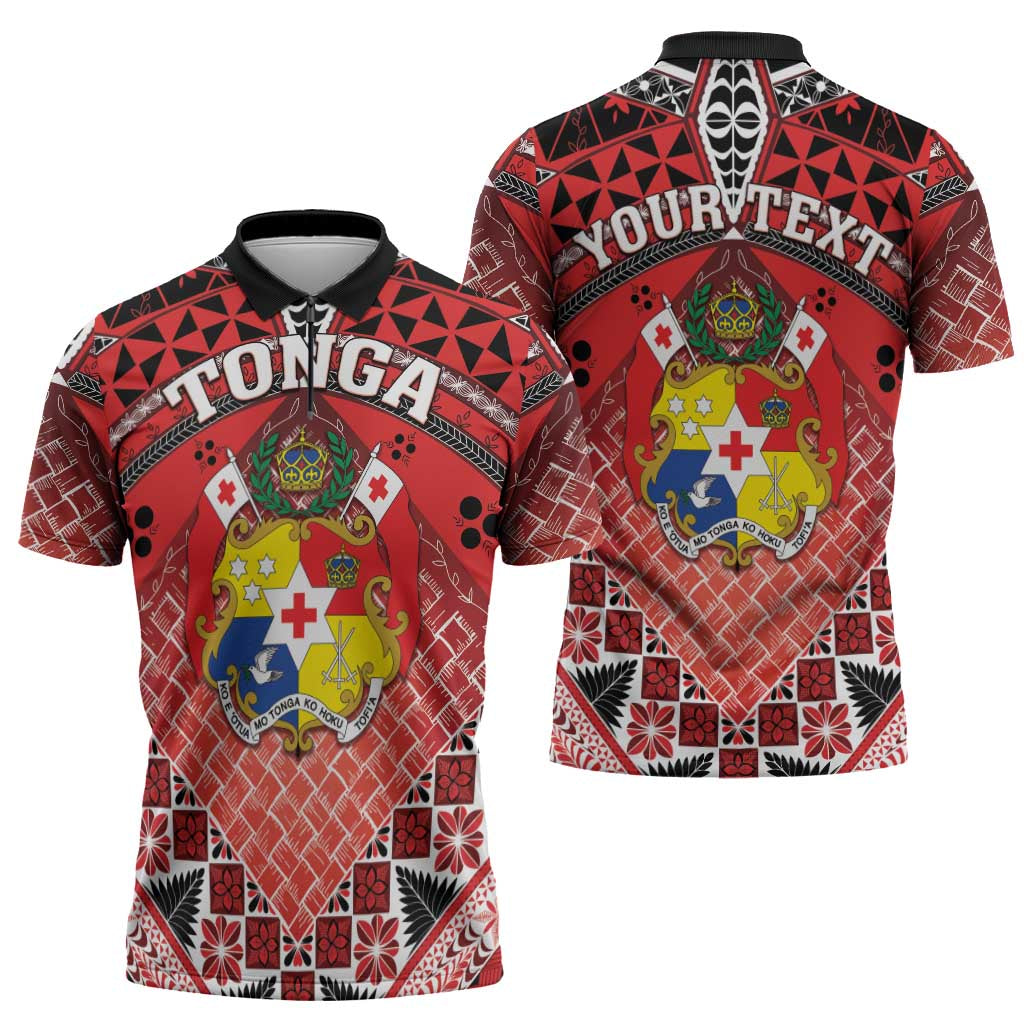 Personalised Tonga Constitution Day Zipper Polo Shirt 150 Years Jubilee - Polynesian Pride