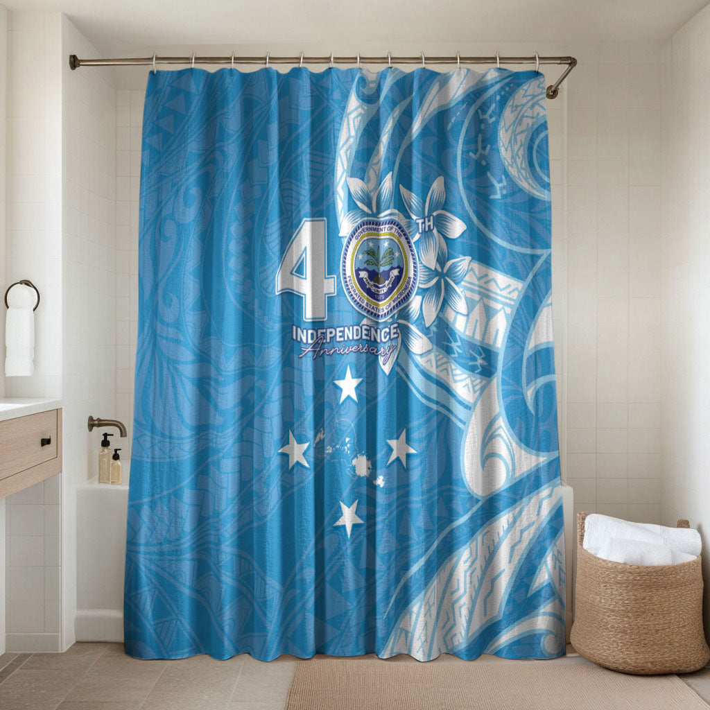 FSM Micronesia Bathroom Set 40th Independence Anniversary LT05 Shower Curtain Only Blue - Polynesian Pride
