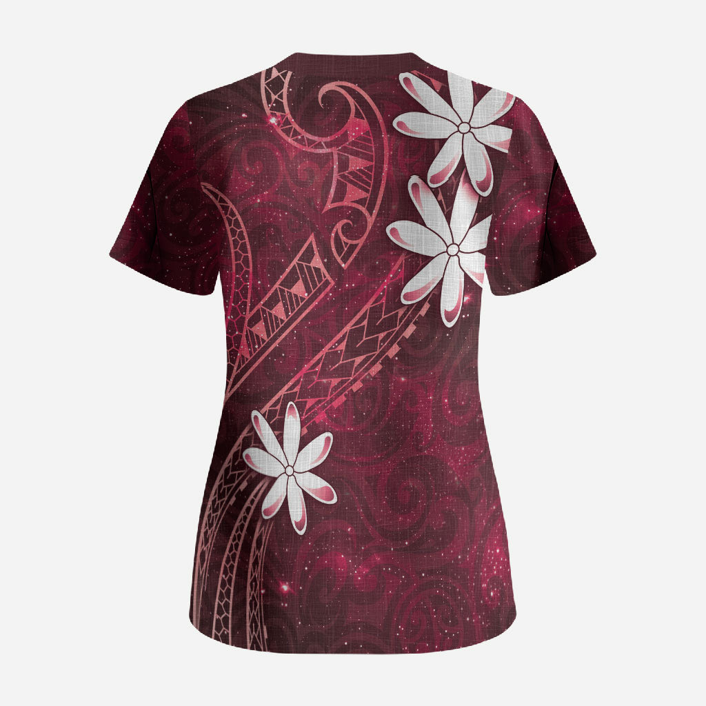 Tahiti Matarii Scrub Top Tahitian Spring Red Galaxy LT05 - Polynesian Pride
