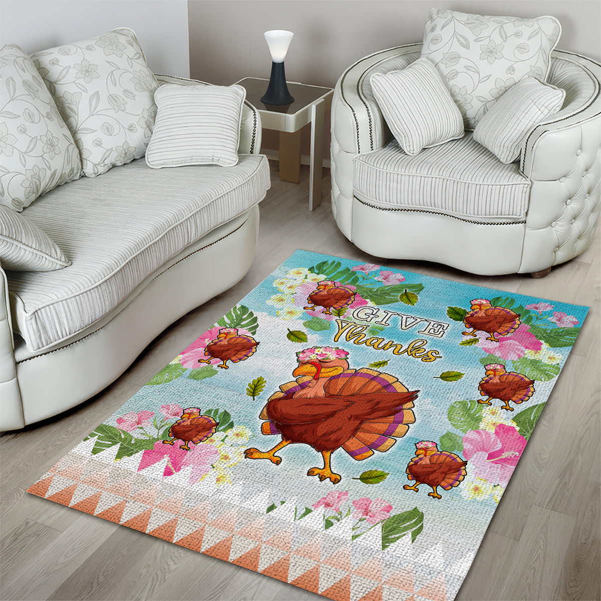 Hawaii Thanksgiving Area Rug Funny Turkey Dabbing Dance LT05 - Polynesian Pride