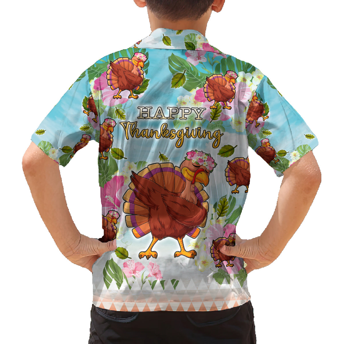Hawaii Thanksgiving Family Matching Long Sleeve Bodycon Dress and Hawaiian Shirt Funny Turkey Dabbing Dance LT05 - Polynesian Pride