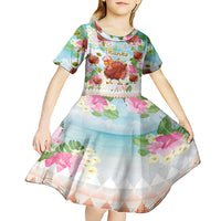 Hawaii Thanksgiving Kid Short Sleeve Dress Funny Turkey Dabbing Dance LT05 - Polynesian Pride