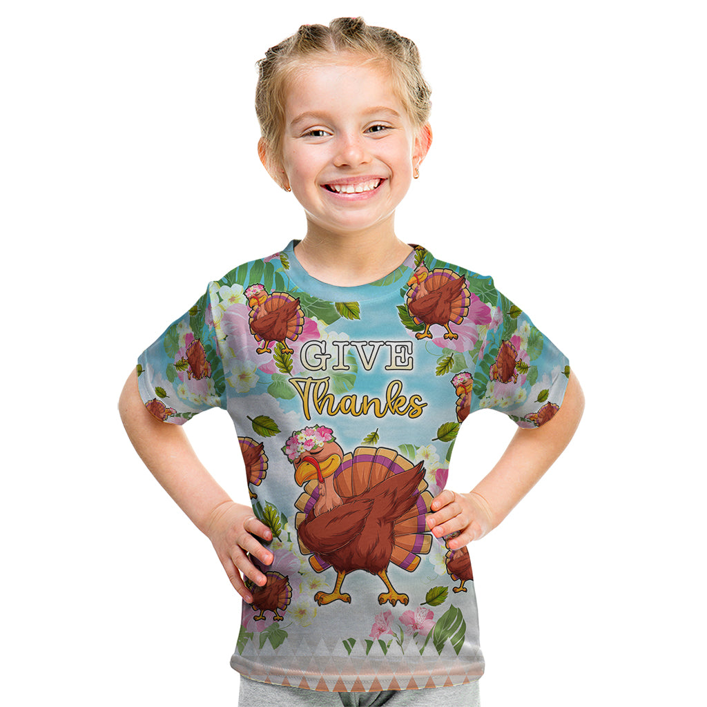 Hawaii Thanksgiving Kid T Shirt Funny Turkey Dabbing Dance LT05 Blue - Polynesian Pride