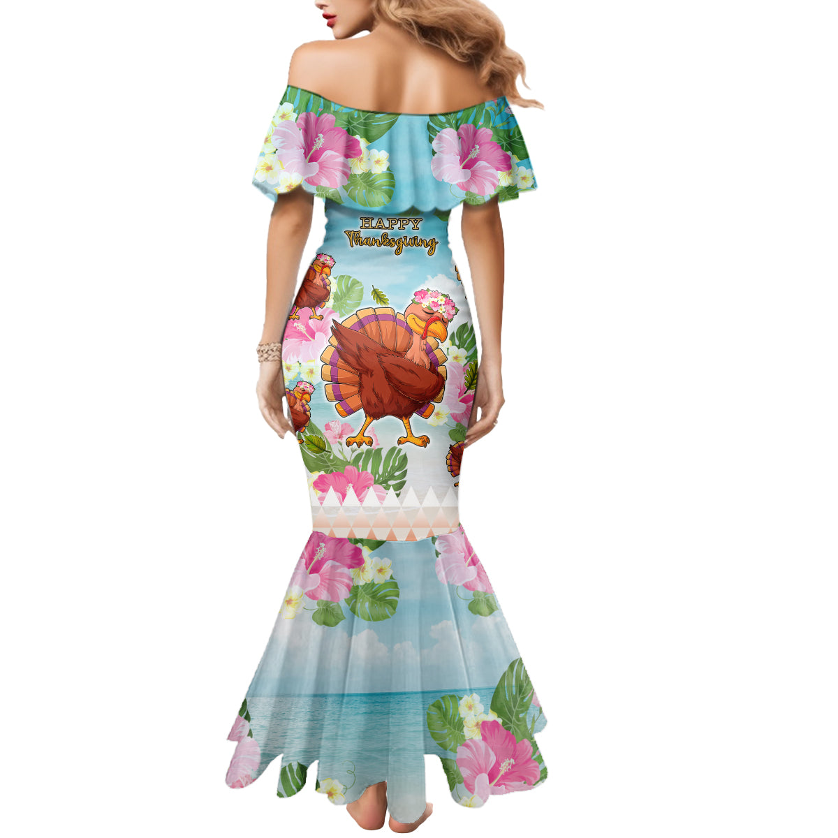 Hawaii Thanksgiving Mermaid Dress Funny Turkey Dabbing Dance LT05 - Polynesian Pride