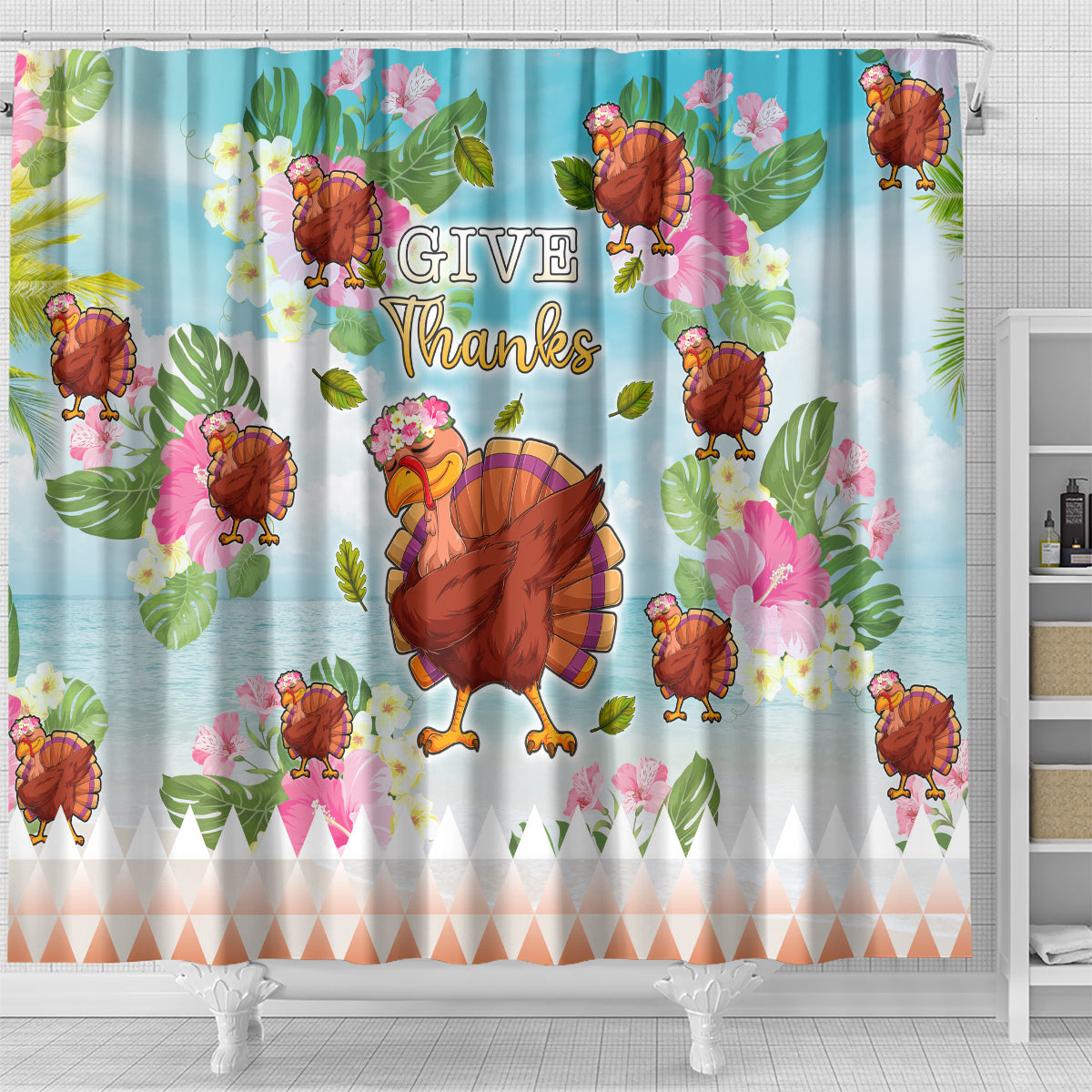 Hawaii Thanksgiving Shower Curtain Funny Turkey Dabbing Dance LT05 - Polynesian Pride