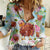 Hawaii Thanksgiving Women Casual Shirt Funny Turkey Dabbing Dance LT05 Female Blue - Polynesian Pride