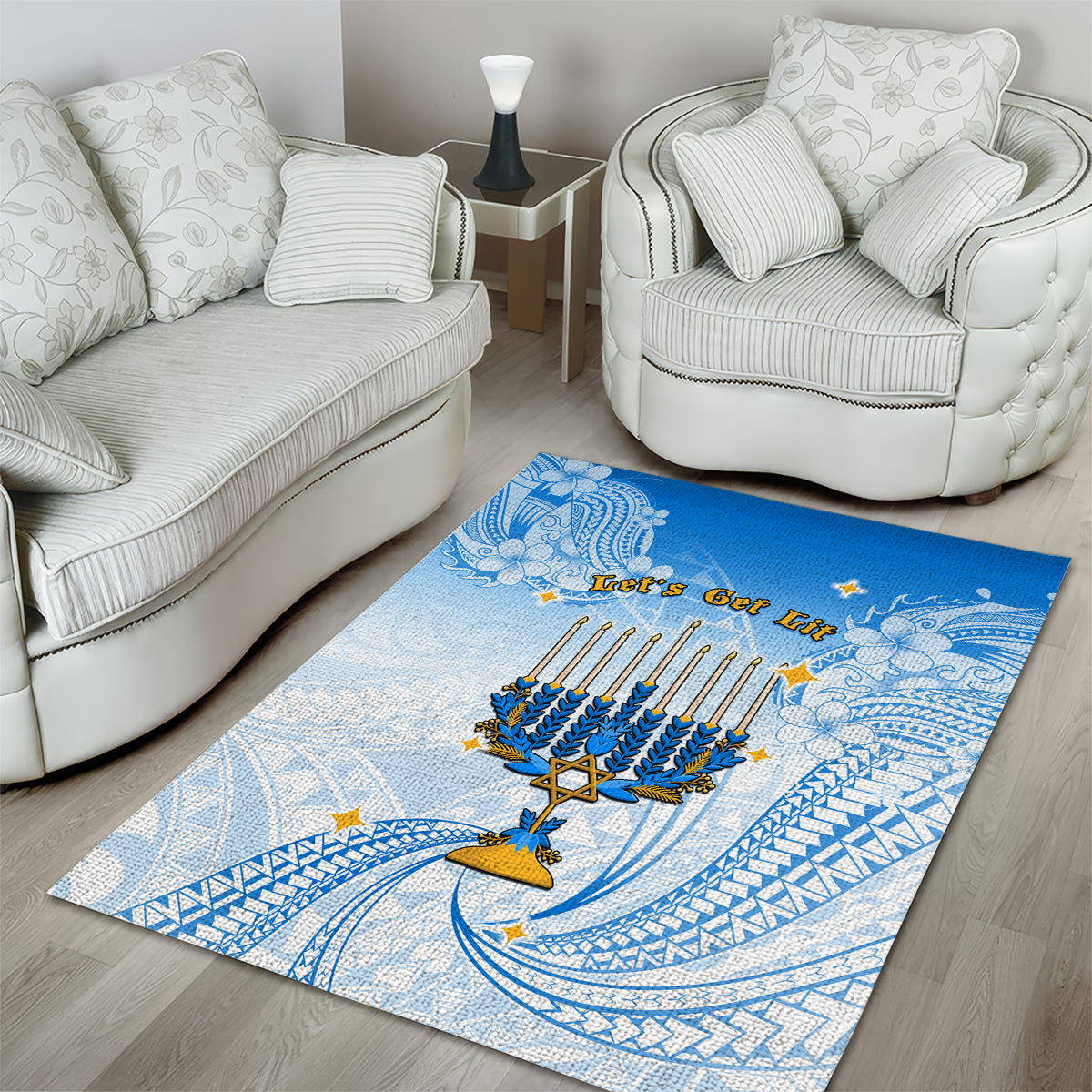 Polynesia Hanukkah Festival Area Rug With Menorah Polynesian Style LT05 - Polynesian Pride