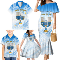 Polynesia Hanukkah Festival Family Matching Mermaid Dress and Hawaiian Shirt With Menorah Polynesian Style LT05 - Polynesian Pride