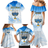 Polynesia Hanukkah Festival Family Matching Mermaid Dress and Hawaiian Shirt With Menorah Polynesian Style LT05 - Polynesian Pride