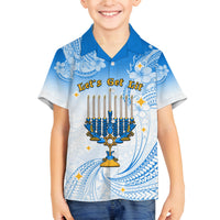 Polynesia Hanukkah Festival Family Matching Puletasi Dress and Hawaiian Shirt With Menorah Polynesian Style LT05 Son's Shirt Blue - Polynesian Pride