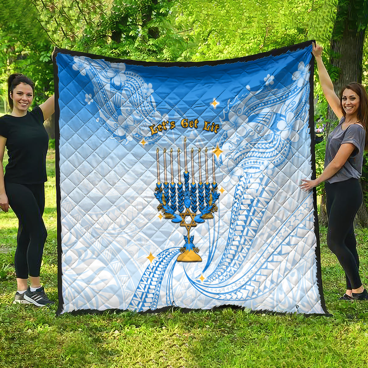 Polynesia Hanukkah Festival Quilt With Menorah Polynesian Style LT05 - Polynesian Pride