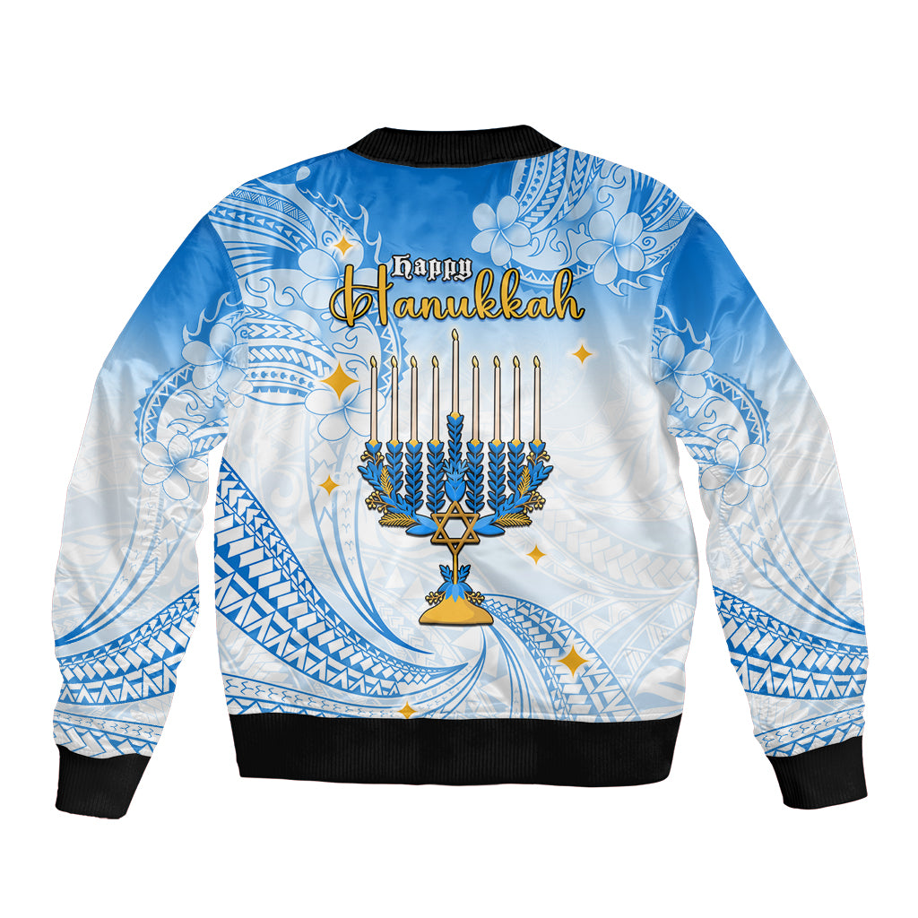 Polynesia Hanukkah Festival Sleeve Zip Bomber Jacket With Menorah Polynesian Style LT05 - Polynesian Pride