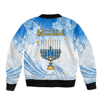 Polynesia Hanukkah Festival Sleeve Zip Bomber Jacket With Menorah Polynesian Style LT05 - Polynesian Pride
