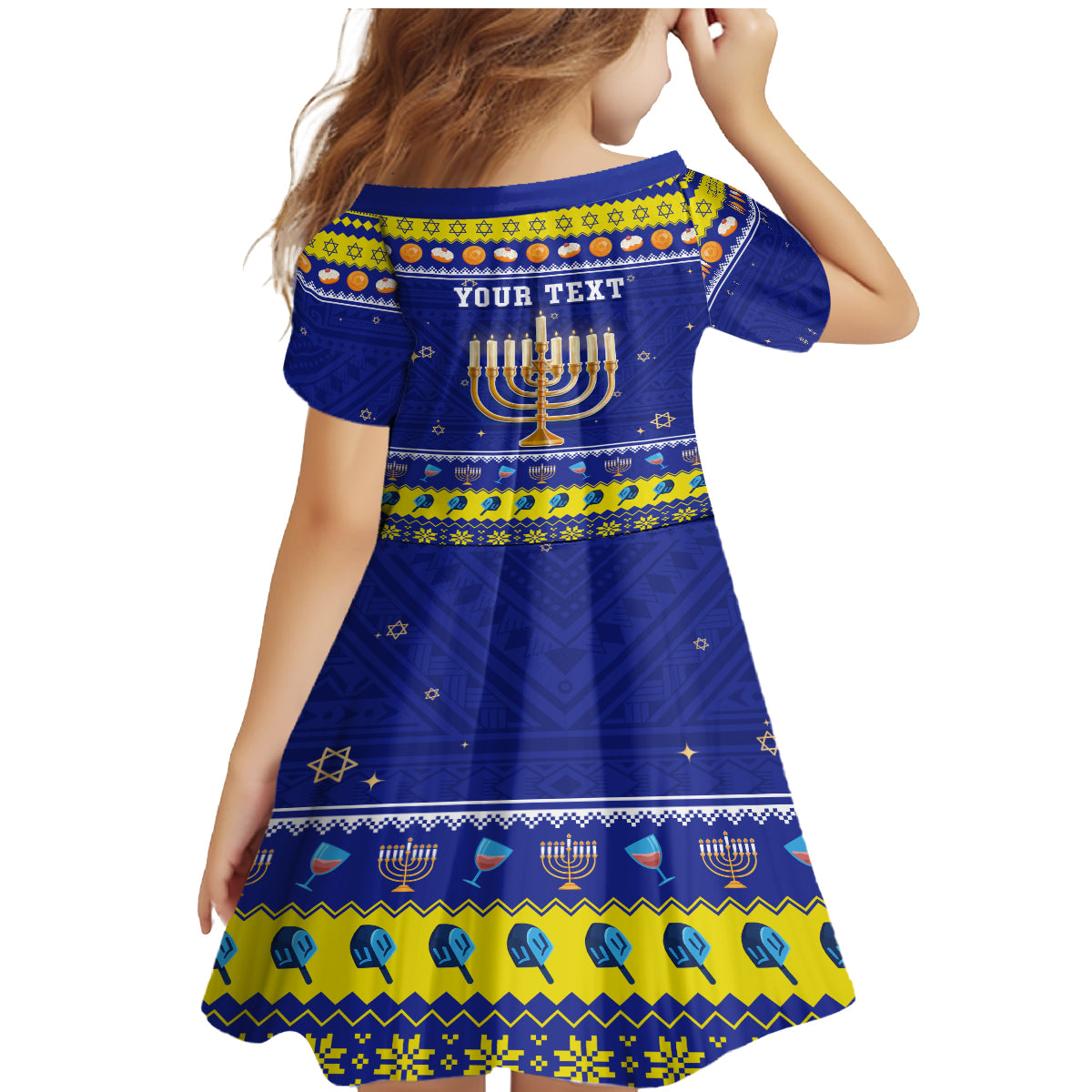 Personalised Polynesia Christmukkah Family Matching Mermaid Dress and Hawaiian Shirt Menorah With Polynesian Tribal Pattern LT05 - Polynesian Pride