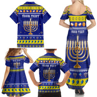 Personalised Polynesia Christmukkah Family Matching Summer Maxi Dress and Hawaiian Shirt Menorah With Polynesian Tribal Pattern LT05 - Polynesian Pride