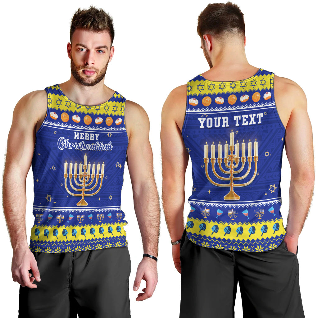 Personalised Polynesia Christmukkah Men Tank Top Menorah With Polynesian Tribal Pattern LT05 - Polynesian Pride