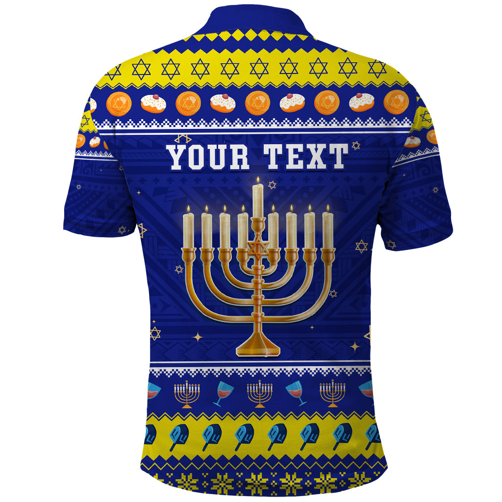 Personalised Polynesia Christmukkah Polo Shirt Menorah With Polynesian Tribal Pattern LT05 - Polynesian Pride