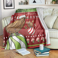 New Zealand Kiwi Christmas Blanket Paua Shell Glitter Green