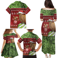 New Zealand Kiwi Christmas Family Matching Puletasi and Hawaiian Shirt Paua Shell Glitter Green