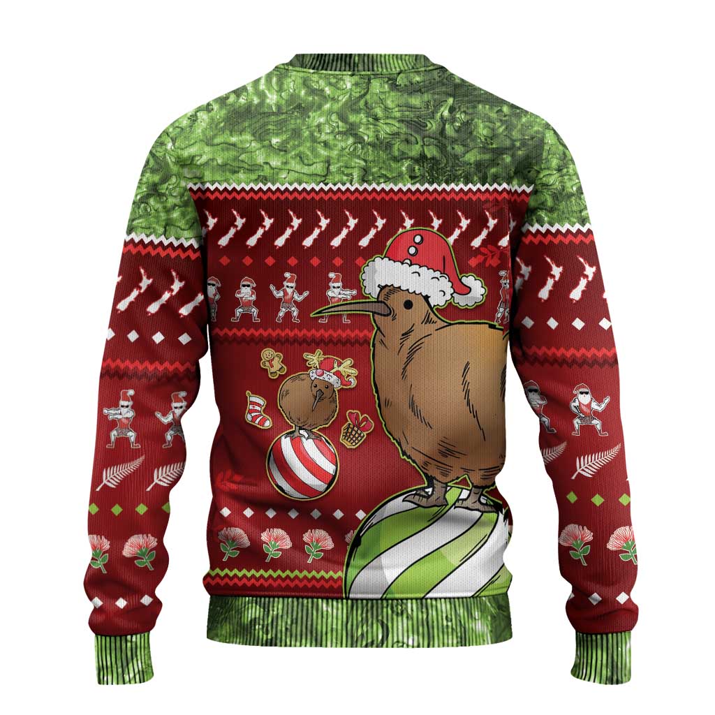 New Zealand Kiwi Christmas Ugly Christmas Sweater Paua Shell Glitter Green