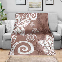 Polynesia Blanket Brown Tribal Turtle Floral Pattern