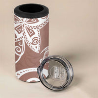 Polynesia 4 in 1 Can Cooler Tumbler Brown Tribal Turtle Floral Pattern