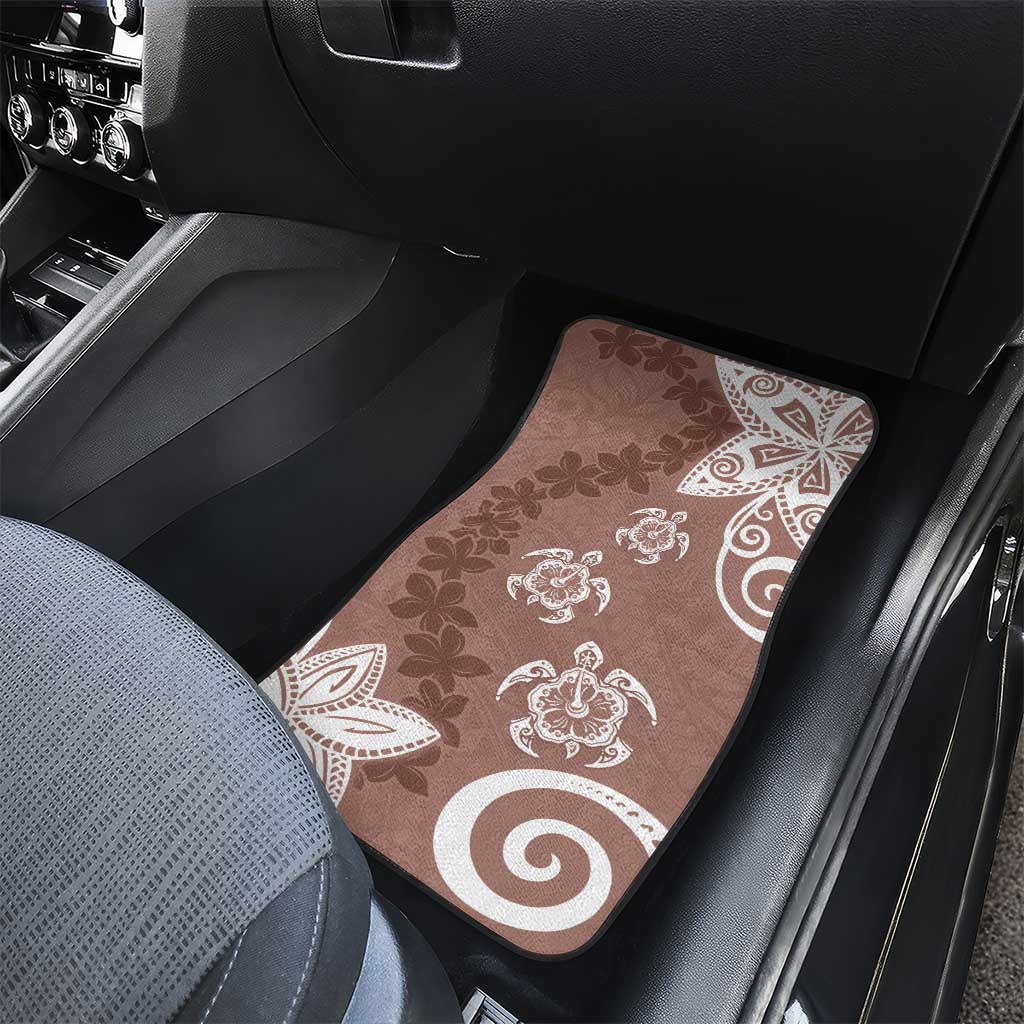 Polynesia Car Mats Brown Tribal Turtle Floral Pattern