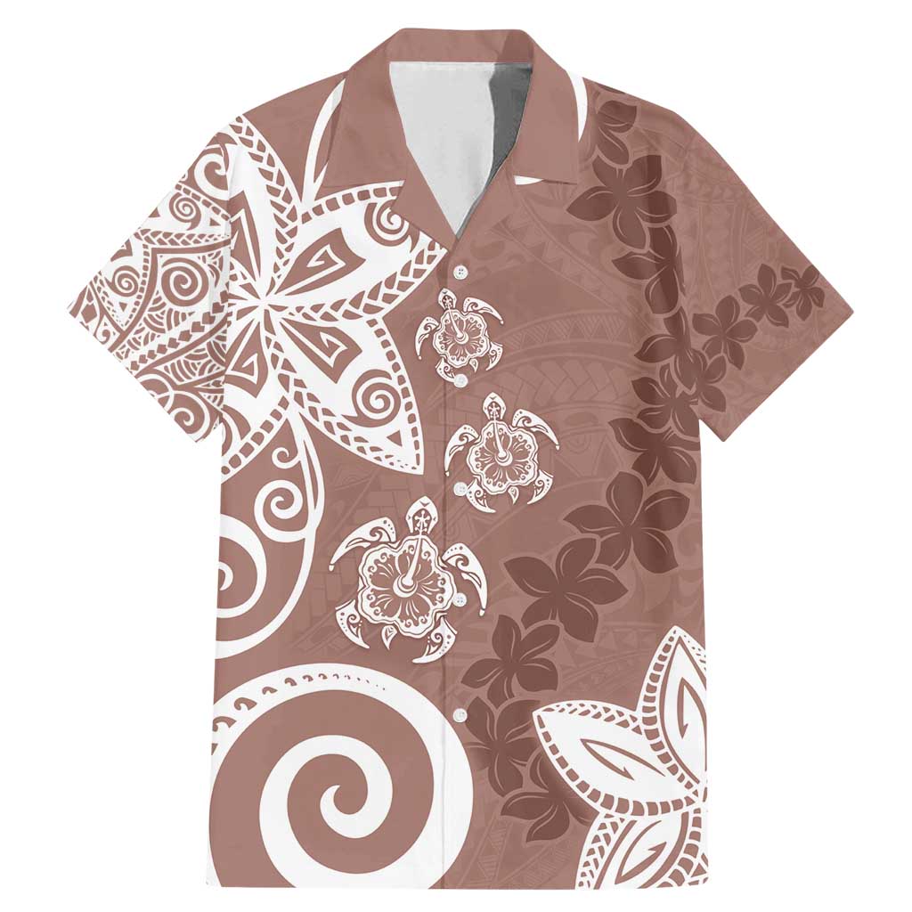 Polynesia Family Matching Mermaid Dress and Hawaiian Shirt Brown Tribal Turtle Floral Pattern