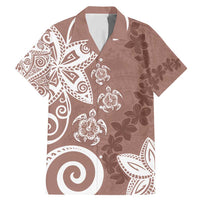 Polynesia Family Matching Mermaid Dress and Hawaiian Shirt Brown Tribal Turtle Floral Pattern