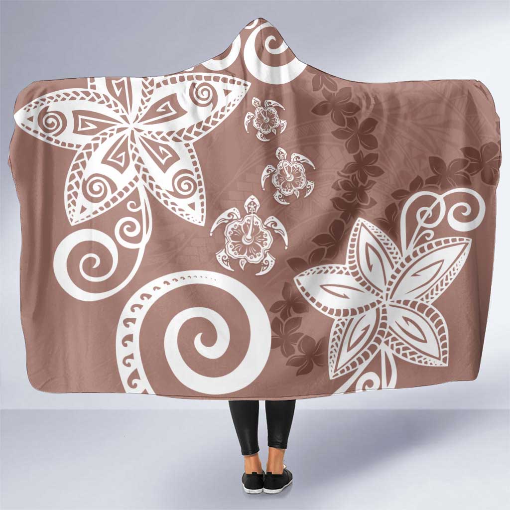 Polynesia Hooded Blanket Brown Tribal Turtle Floral Pattern LT05 One Size Brown - Polynesian Pride